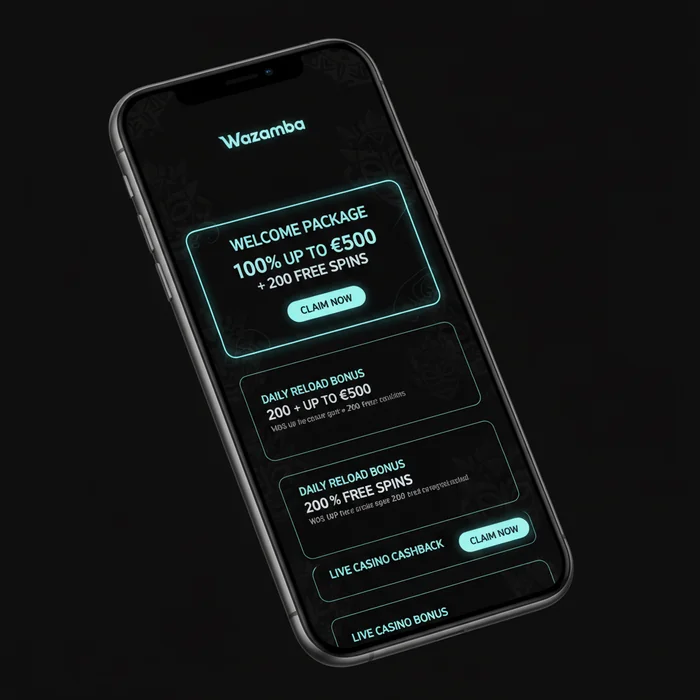 Wazamba Bonusseite — Willkommenspaket, Umsatzbedingungen und Promo-Code